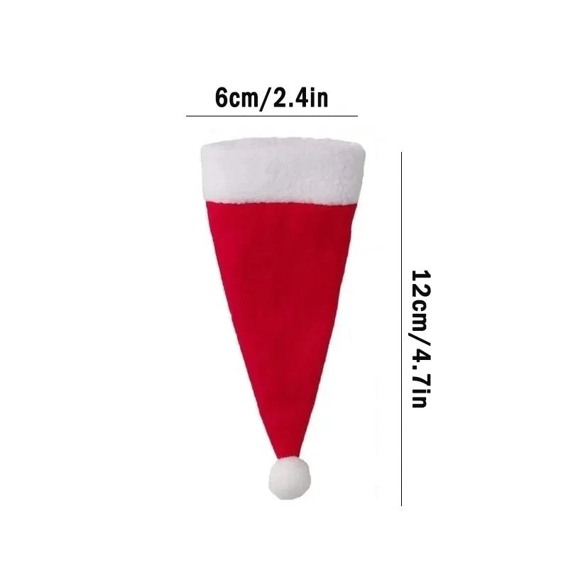 Merry Christmas 2024 Christmas Tableware Bag Holder Christmas Hat Fork Knife Cutlery Bag Christmas Decorations for Home (10 pcs)